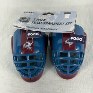 NHL Licensed Colorado Avalanche Mini Plastic Hockey Goalie Mask Ornament 2 Pack